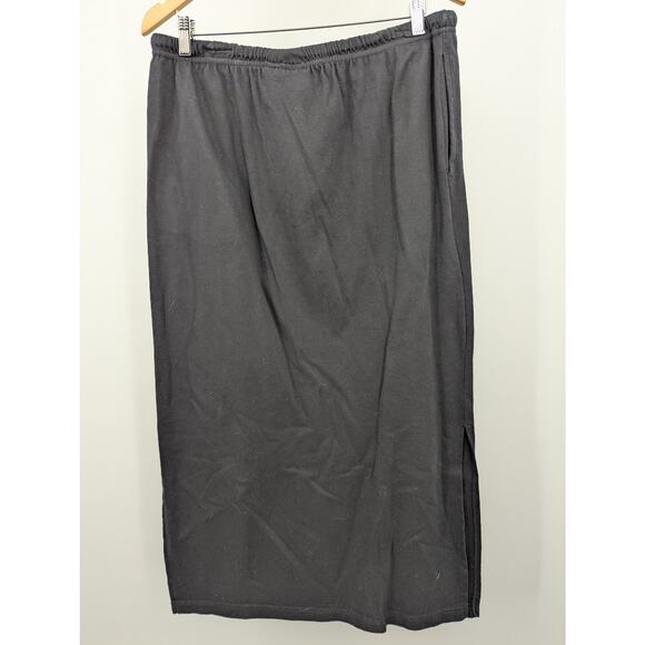 100% Cotton Capacity Knits Black Drawstring Full Length Long Skirt Size XL - Picture 2 of 3